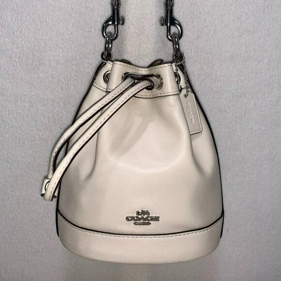 Coach Mini Bucket Bag Chalk Silver CR144 NO LONG STRAP - Picture 1 of 12